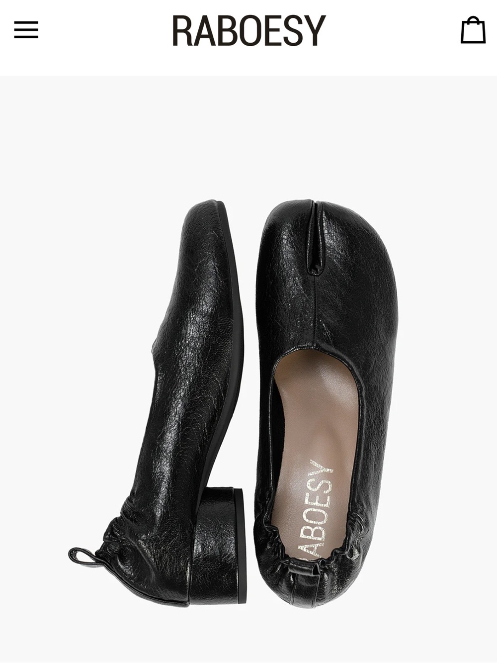 Raboesy Thick Heel Tabi Flat Black Size 9